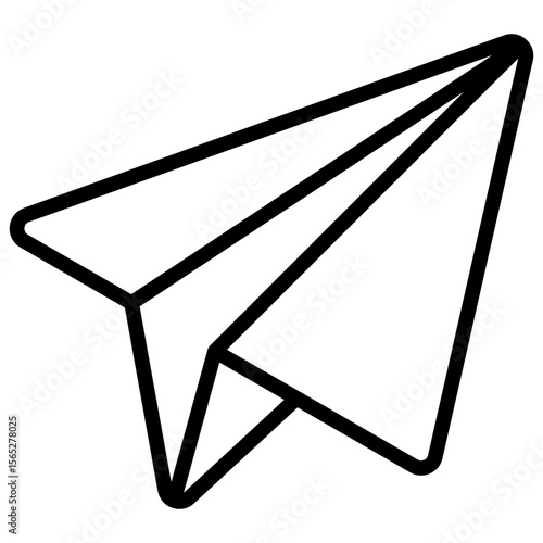 Paper Plane Outline Style Icon Vector Design - flying paper plane symbolizing quick message sending or delivery