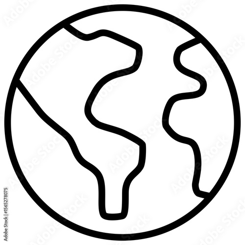 Earth Globe Outline Style Icon Vector Design - simple globe showing continents, representing worldwide reach or geography
