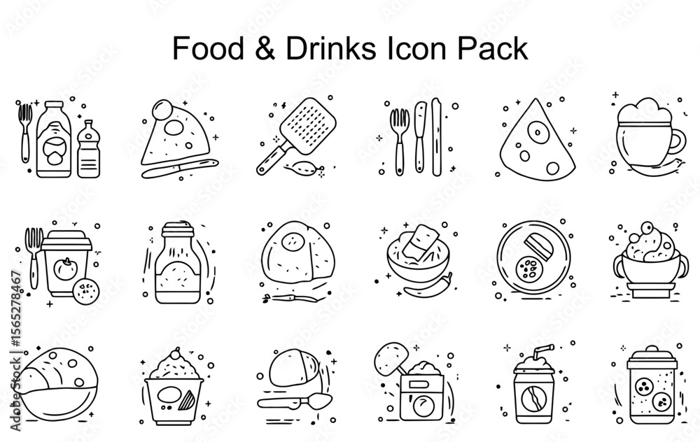 Fototapeta premium Food & Drinks Icon Set