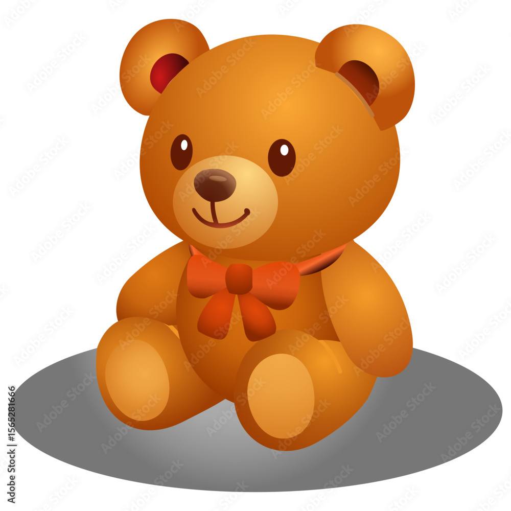 Fototapeta premium Cute Plush Teddy Bear – Editable Vector