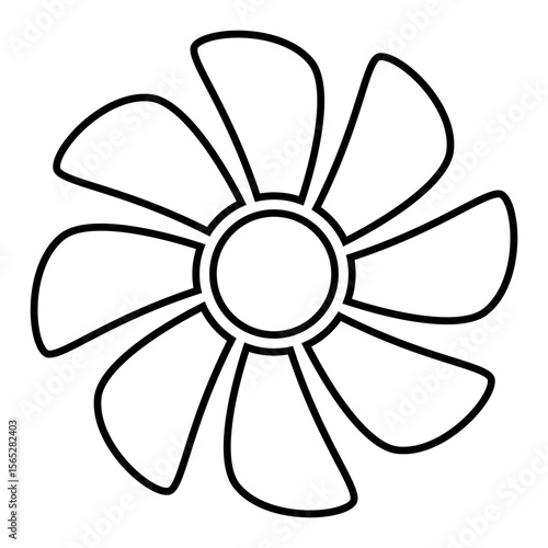 fan silhouette shape, air conditioner and ventilation icon symbol, black and white vector illustration