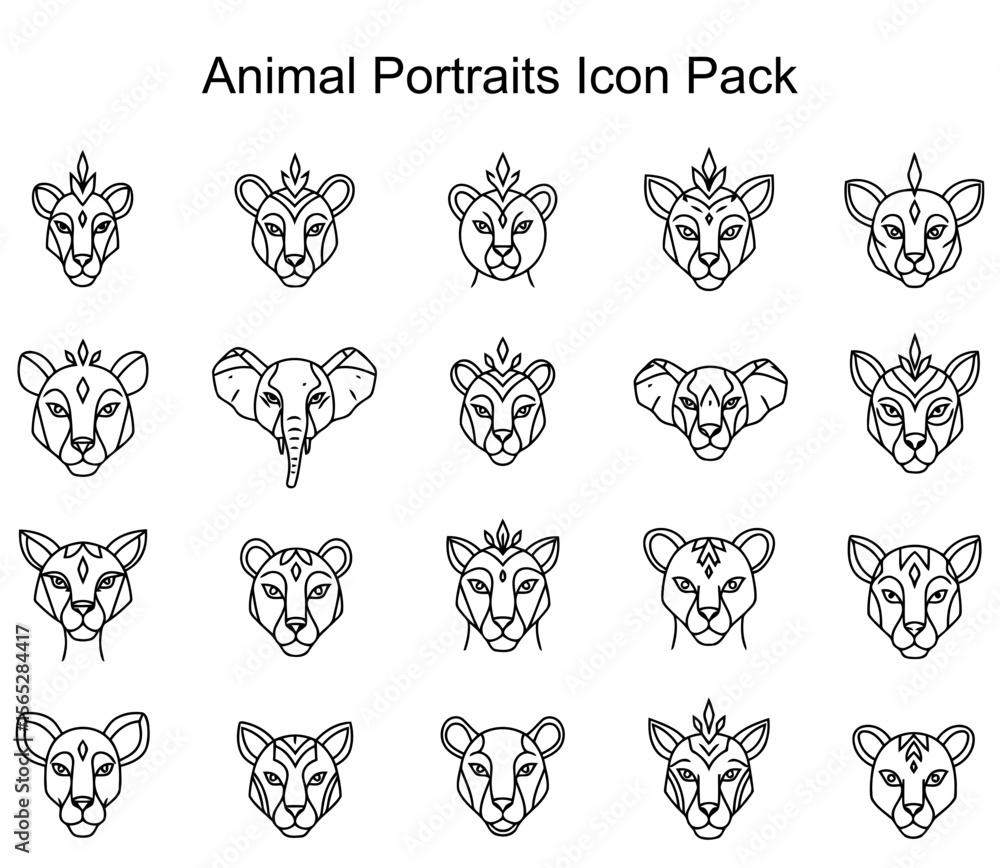Fototapeta premium Animal Portraits Icon Pack