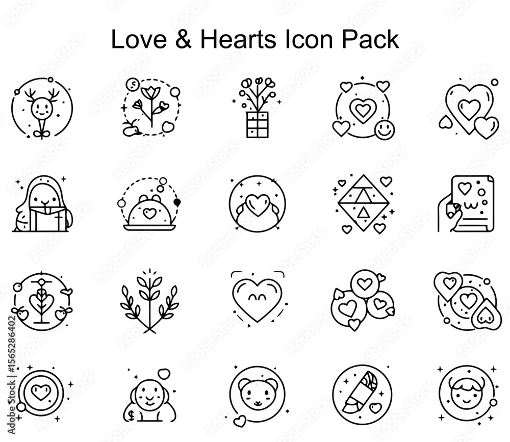 Fototapeta premium Love & Hearts Icon Pack