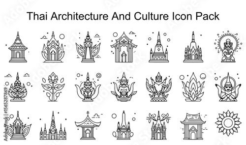 Thai Architecture and Culture Icon Set