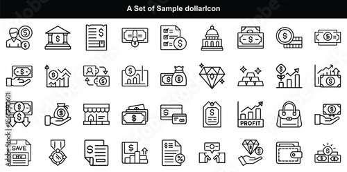 Money Line Icons Set