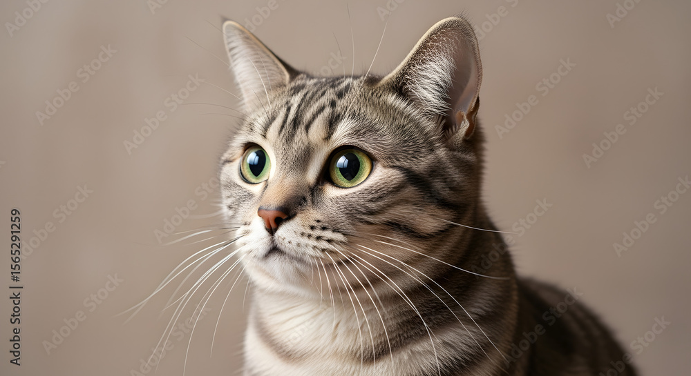 Curious Gray Tabby Cat Portrait Curious Gray Tabby Cat Portrait