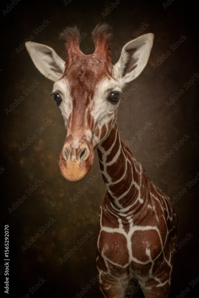 custom made wallpaper toronto digitalA baby giraffe standing in front of a black background