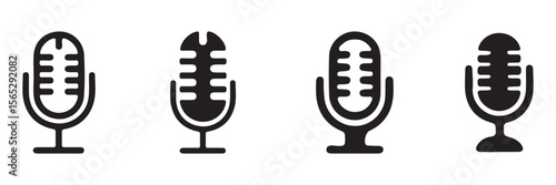 Microphone Icons set. variant microphone icon. Karaoke mic. Podcast microphone. Microphone icon set. Different microphone collection. Vector eps 10