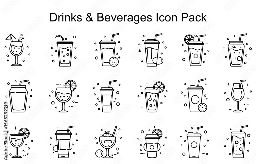 Obraz premium Drinks & Beverages Icon Set