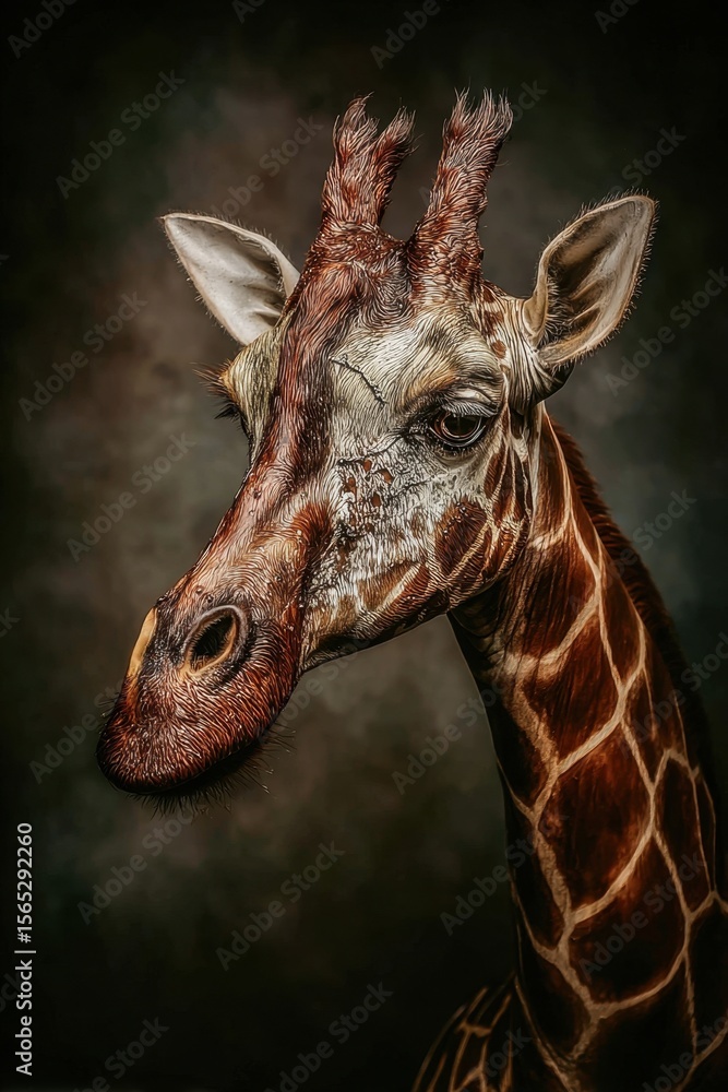 custom made wallpaper toronto digital A close up of a giraffe's head with a black background