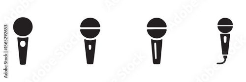 Microphone Icons set. variant microphone icon. Karaoke mic. Podcast microphone. Microphone icon set. Different microphone collection. Vector eps 10