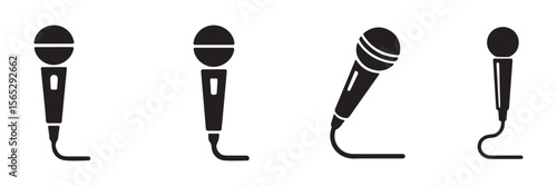 Microphone Icons set. variant microphone icon. Karaoke mic. Podcast microphone. Microphone icon set. Different microphone collection. Vector eps 10