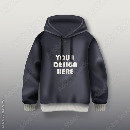 Hoodie with the text YOUR DESIGN HERE printed on the center of the chest