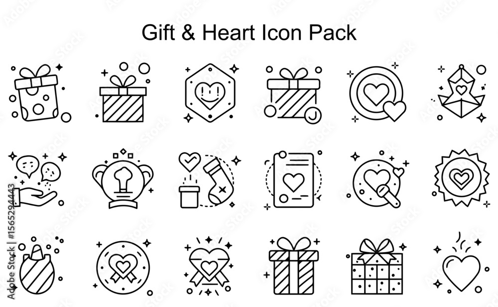 Fototapeta premium Gift & Heart Icon Set