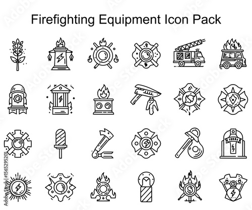 Firefighting Equipment Icon Pack