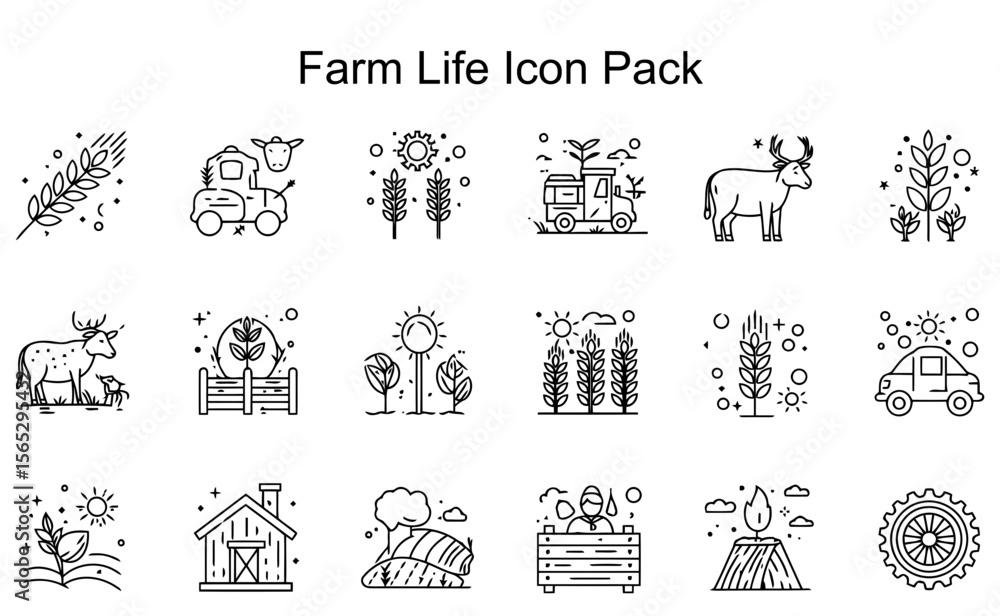 Fototapeta premium Farm Life Icon Pack