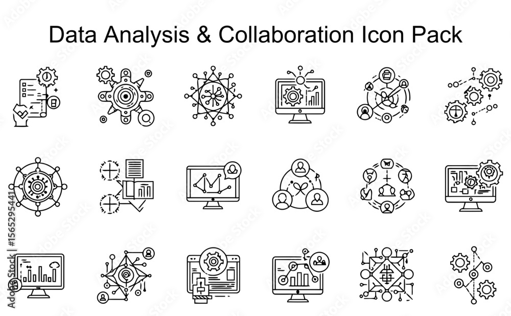 Fototapeta premium Data Analysis & Collaboration Icon Pack