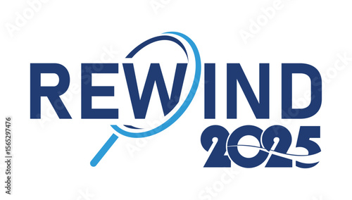 2025 year rewind isolated on black background. Creative design.	