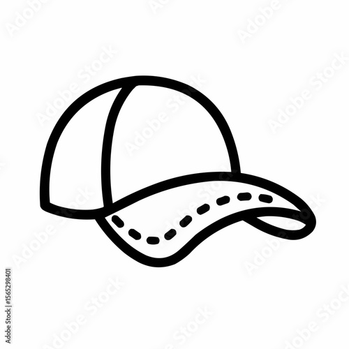 Curved brim with simple stitching. Casual summer headwear