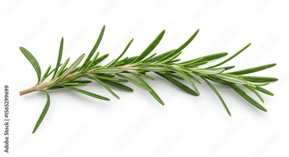 Fototapeta premium Pure rosemary sprig, emphasizing its crisp green color and traditional use in cuisine and wellness.