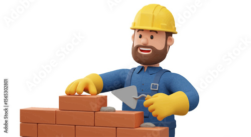 construction worker with bricks