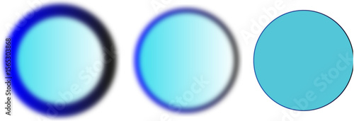 Gradiant Blue Neon Circle with Laser Glow and Futuristic Light Impulses – Isolated Tech Ring on Transparent Background