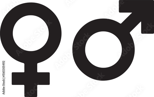 Gender Symbols Male and Female Icons, Vector Illustration