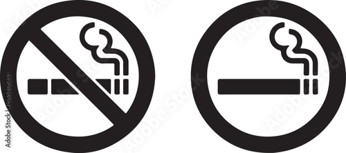 Smoking Allowed and Smoking Prohibited Sign Icons Free Vector Graphics