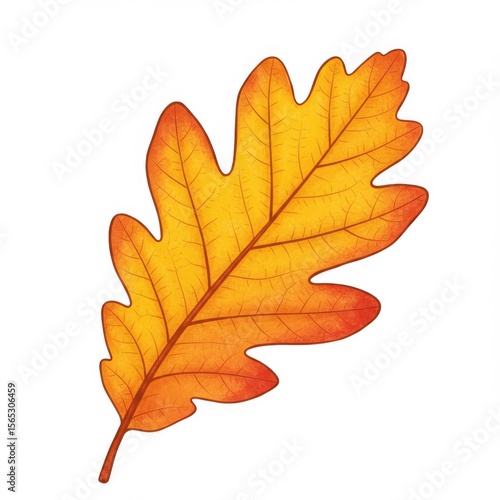 Wallpaper Mural Detailed Illustration of an Orange and Yellow Oak Leaf Torontodigital.ca