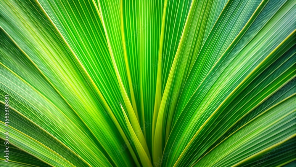 Obraz premium Vibrant Green Tropical Plant Leaf Texture with Striking Parallel Lines and Gradient Hues