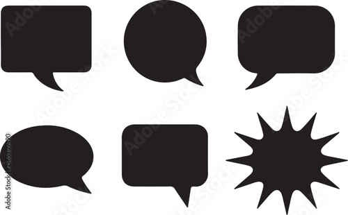 Collection of Black and White Speech Bubbles and Thought Bubbles for Design