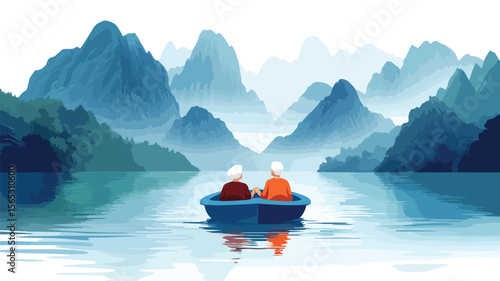 Cheerful Elderly Couple Smiling Together Happiness Emotion Love Connection