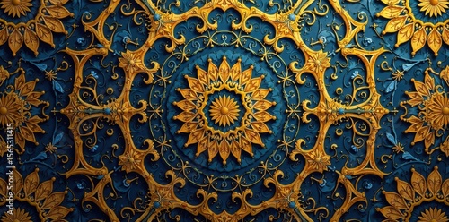 Intricate gold Islamic mandala pattern Seamless background , motif, elegant, floral