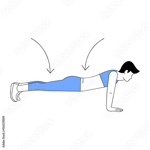 Vector Illustration of Push Ups Exercise Pose 