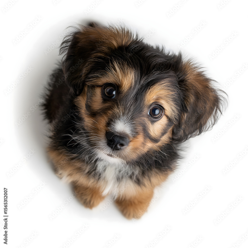 Adorable Puppy with Fluffy Fur: Cute Playful Pet in Studio Shot for Dog Lovers Adorable Puppy with Fluffy Fur: Cute Playful Pet in Studio Shot for Dog Lovers