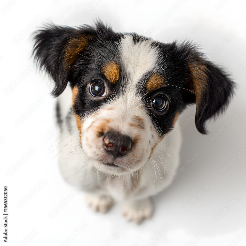 Adorable Curious Puppy Portrait: Playful Young Dog on White Background Adorable Curious Puppy Portrait: Playful Young Dog on White Background