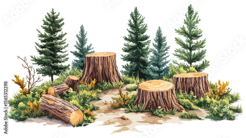 Dramatic Deforestation Landscape - Environmental Impact Visualization