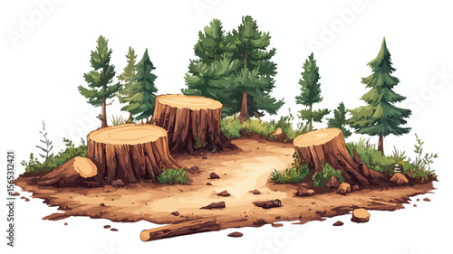 Destruction of Forests: A Grim Reality of Deforestation Illustrated in Landscape Image