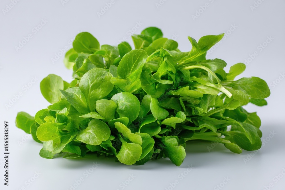 Fresh green leafy watercress herb on white background healthy nutritious culinary ingredient for salads and sandwiches Fresh green leafy watercress herb on white background healthy nutritious culinary ingredient for salads and sandwiches