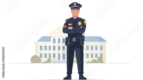 Professional Armed Security Guard Maintains Order at College Campus