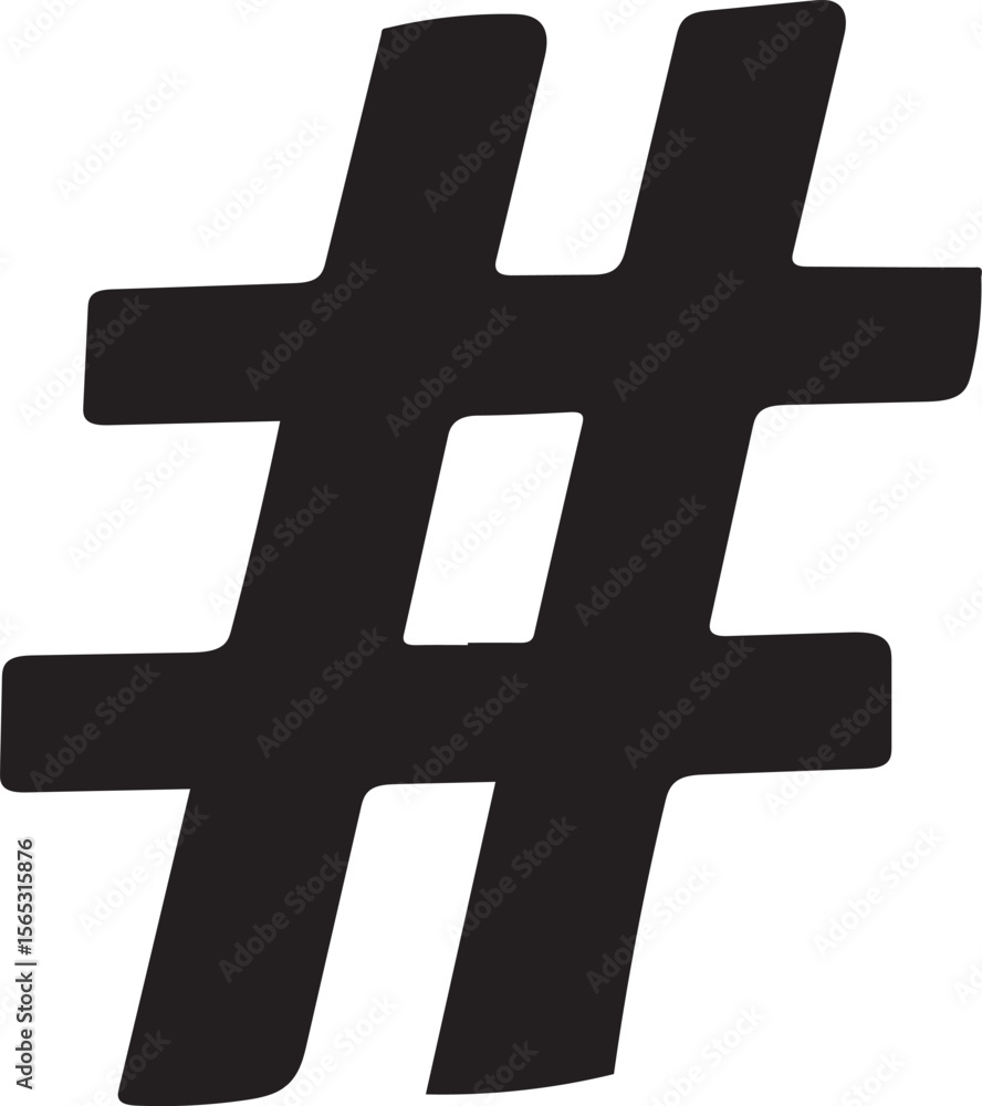 Obraz premium Bold Black Hashtag Symbol Graphic Design Element