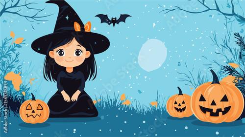 Adorable Little Girl in Halloween Costume - Spooky Theme for Stock Photos