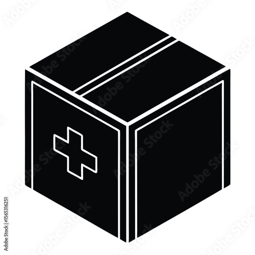  Social worker element isolated aid distribution box on white background