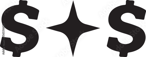 Dollar Sign Icons Shining Star Symbol of Wealth and Prosperity