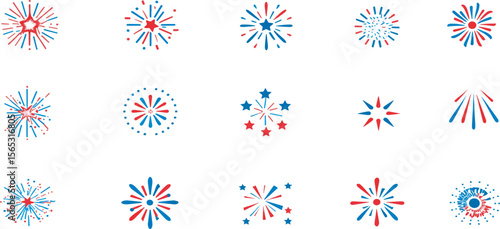 Canvas Print Fireworks vector illustration, vibrant colors for festive celebrations