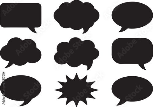 Collection of Black Speech Bubbles Shapes & Silhouettes for Design