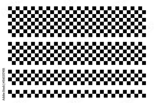 Set black and white checkered square pattern racing flag vector illustration.