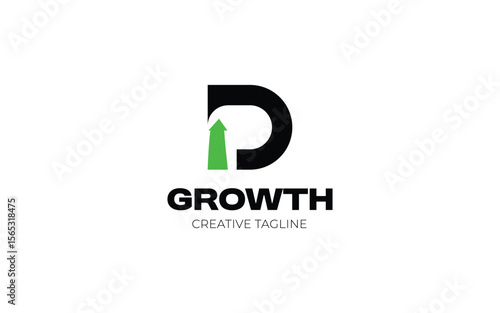 Growth logo with letter D and arrow up for your business