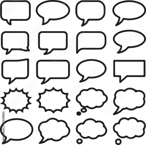 Collection of 20 Versatile Speech Bubbles and Thought Bubbles for Design Projects