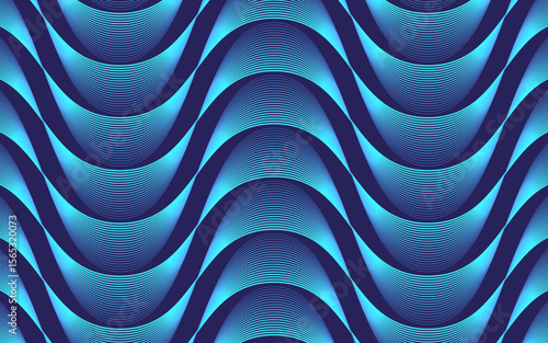 Outline waves background or wallpaper, abstract scales texture pattern or fractals using basic geometric shapes, optical illusion, decoration vector, technology or quantum data concept